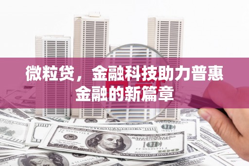 崇明微粒贷，金融科技助力普惠金融的新篇章