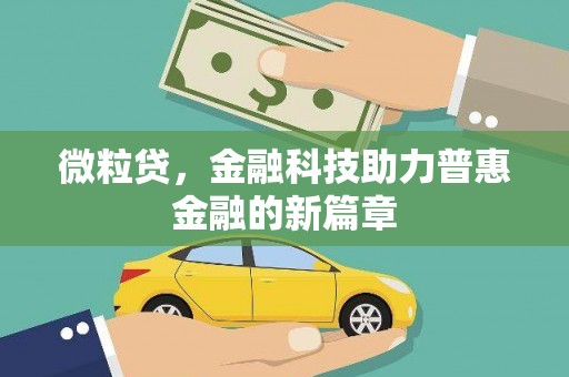 崇明微粒贷，金融科技助力普惠金融的新篇章