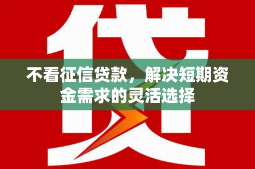 崇明不看征信贷款，解决短期资金需求的灵活选择