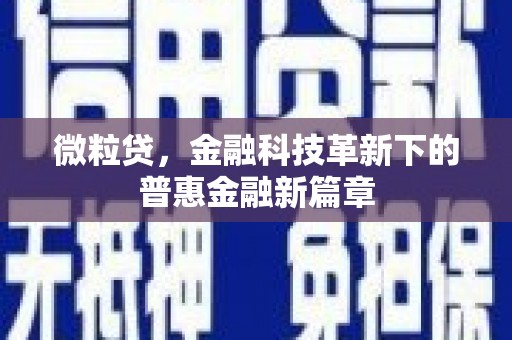 崇明微粒贷，金融科技革新下的普惠金融新篇章
