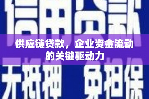 崇明供应链贷款，企业资金流动的关键驱动力