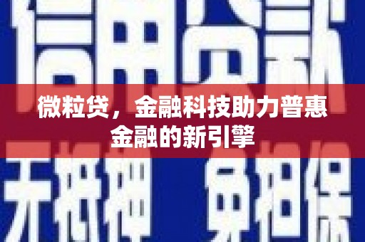 崇明微粒贷，金融科技助力普惠金融的新引擎