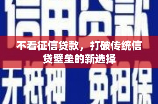 崇明不看征信贷款，打破传统信贷壁垒的新选择