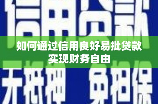 崇明如何通过信用良好易批贷款实现财务自由