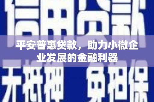 崇明平安普惠贷款，助力小微企业发展的金融利器